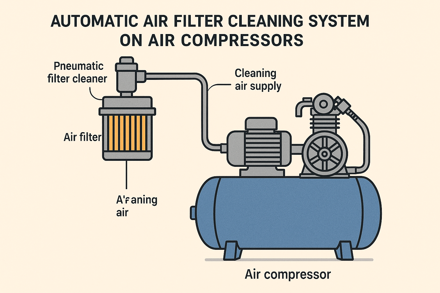 Automatic Air Filter Cleaning System on Air Compressor