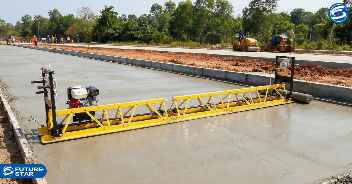 Truss Screed in Concrete Casting Process for Road Construction