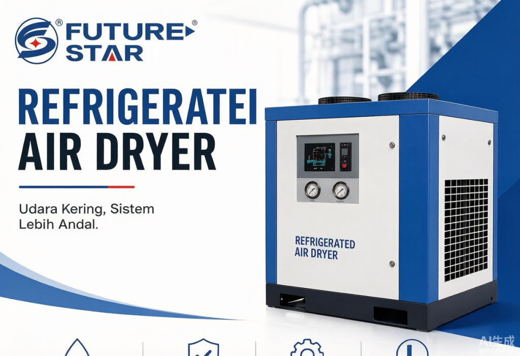Refrigerated Air Dryer berkualitas tinggi untuk menghasilkan udara bertekanan yang bersih dan kering pada sistem air compressor industri